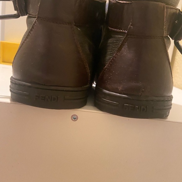 Authentic FENDI Brown Active Logo HighTop Sneakers sz US 11. - Picture 5 of 8